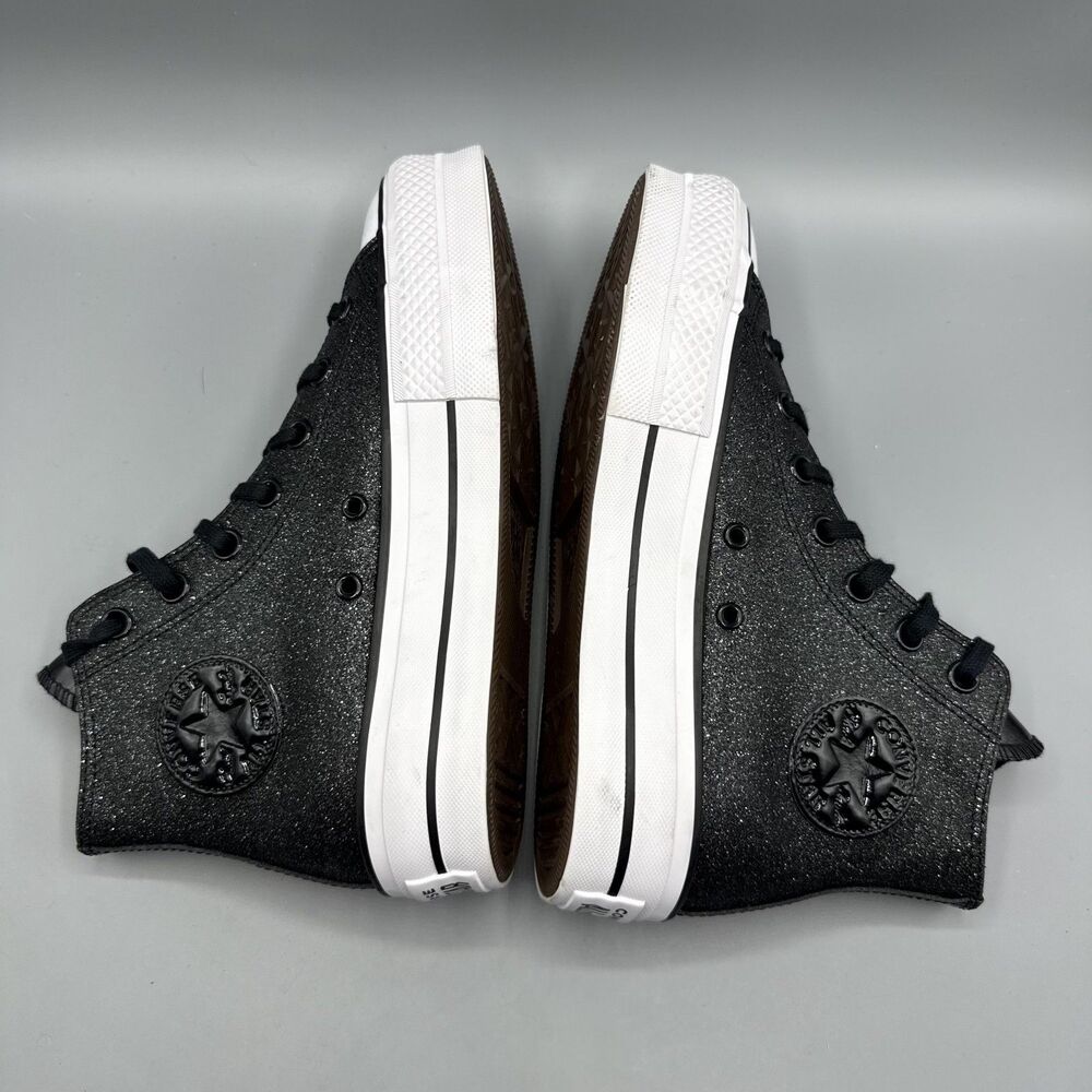 Converse Chuck Taylor All Star Hi Lift Sparkle Black Glitter Platform Size 7.5 - Picture 8 of 10